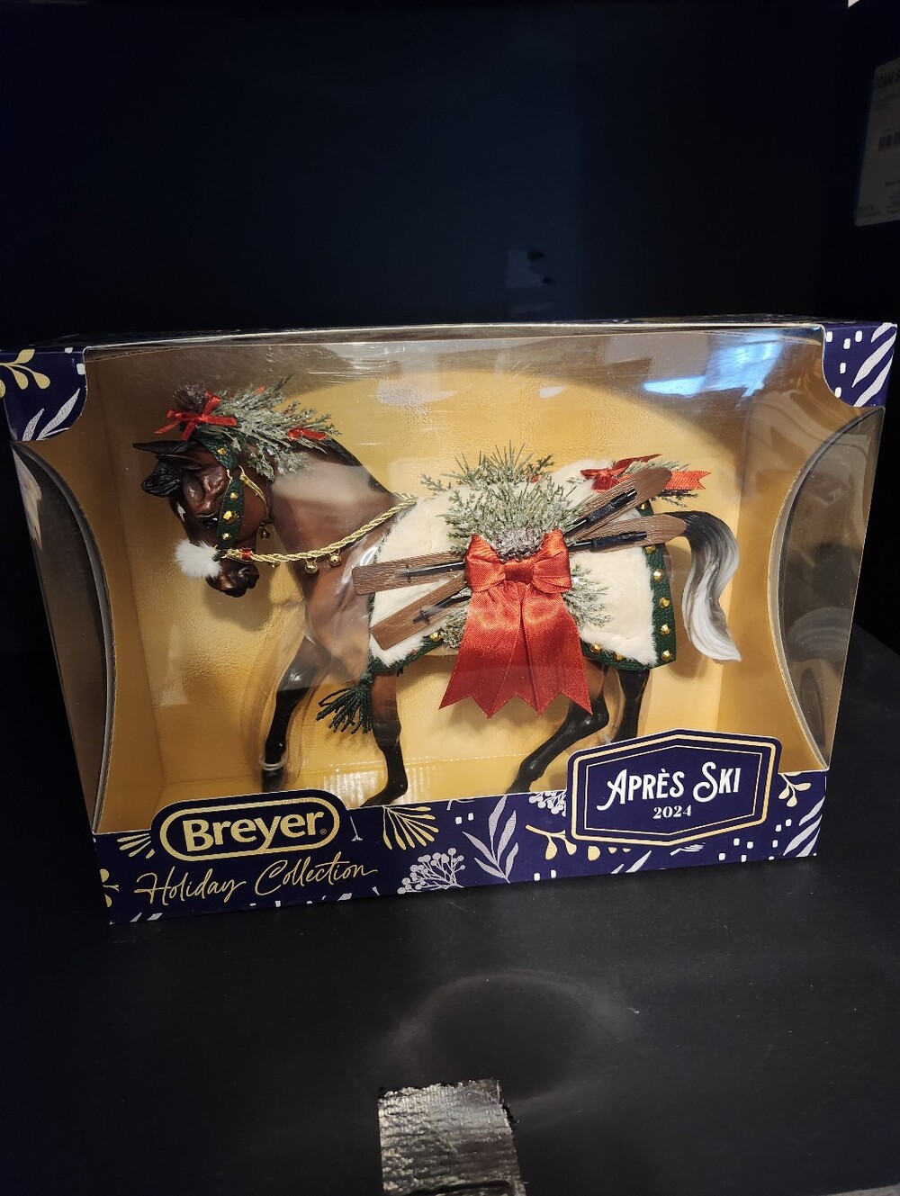 Breyer Brown Holiday Horse Figurine with Red Bow and Green Accents